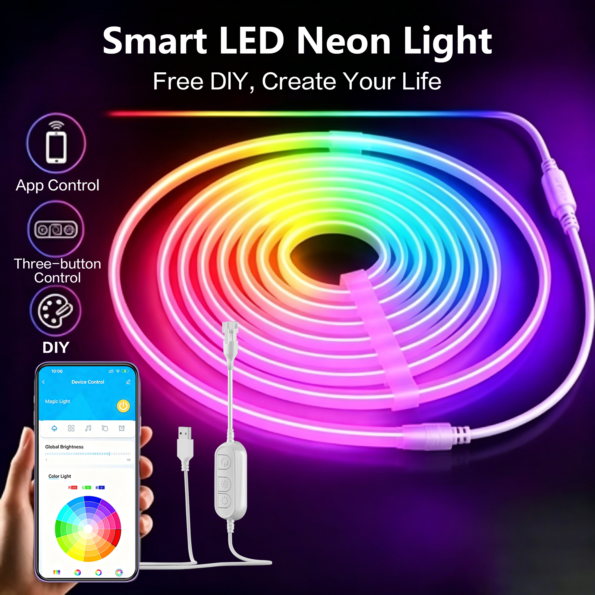 5M RGB Color Changing Neon Lig - Home Decor Free App reseña y precio