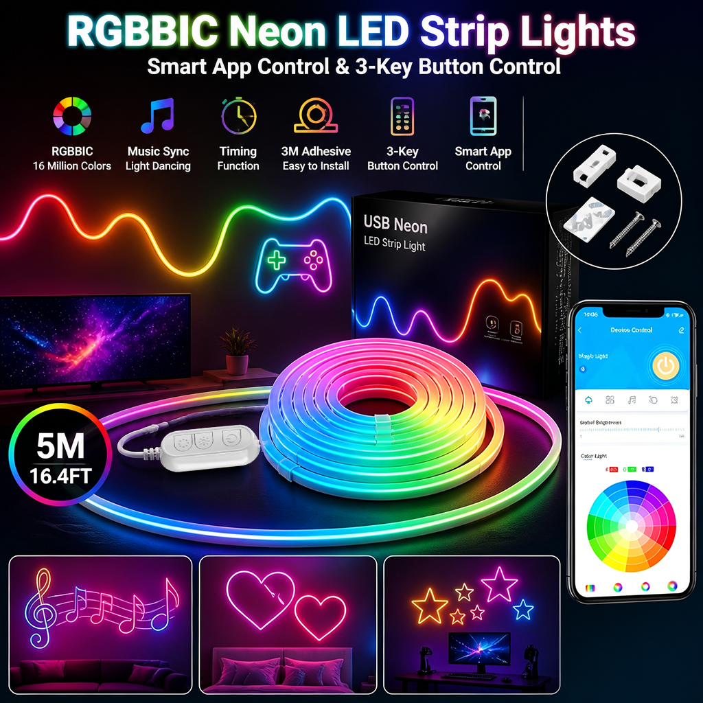 5M RGB Color Changing Neon Lig - Home Decor Free App reseña y precio